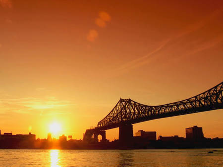 Pont Jacques-Cartier au couché de soleil